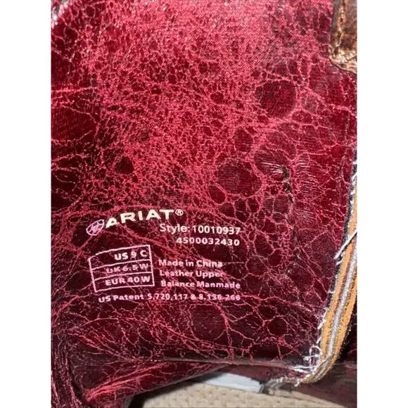 Ariat 10010937 Brown Leather Square Toe Cowboy Boots ATS . Men's Size 9 C EUC